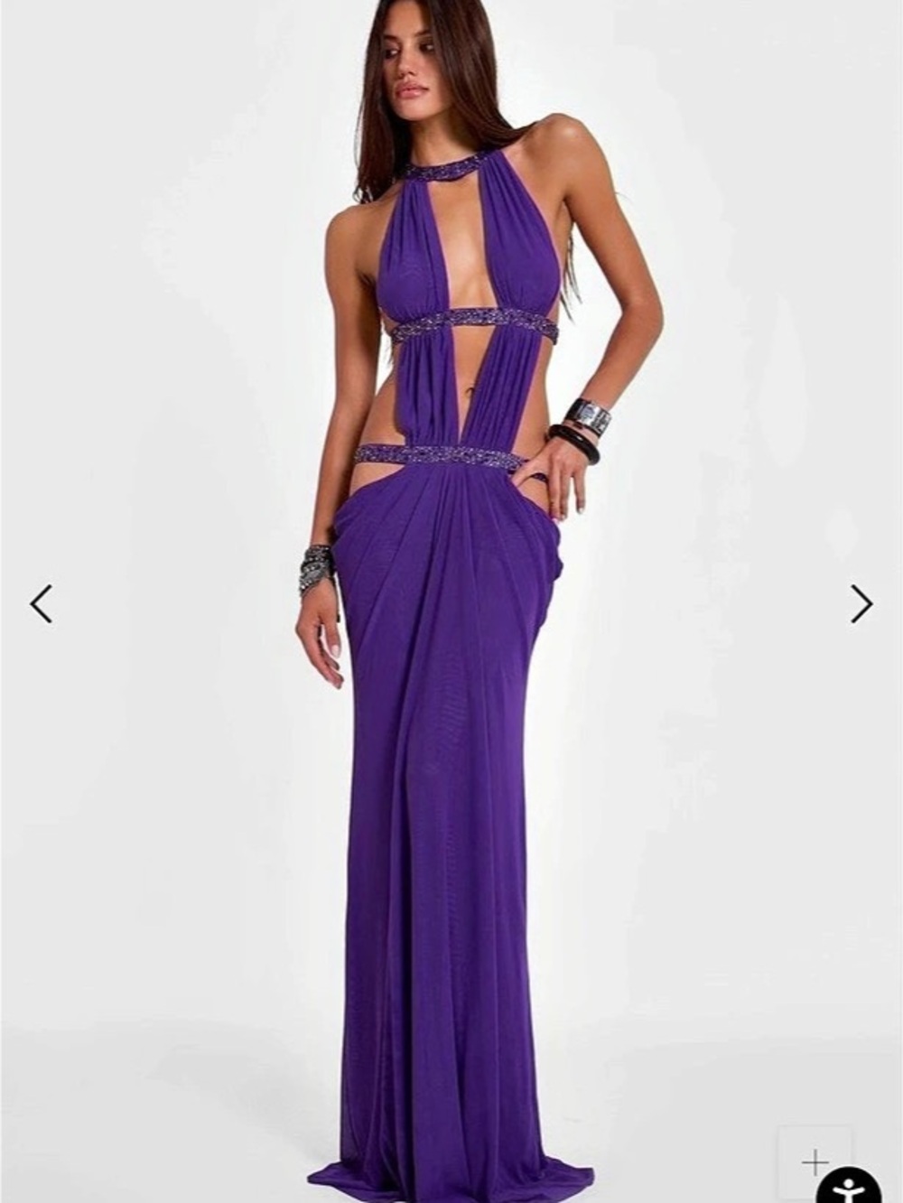 Jaded London 6AM Cut Out Maxi Dress in Violet Purple
